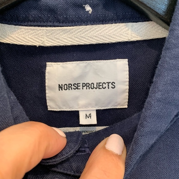 Norse Projects Navy Anton Oxford shirt. Size Medium - Picture 4 of 8